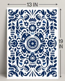 Ornate Blue Pattern Design Poster