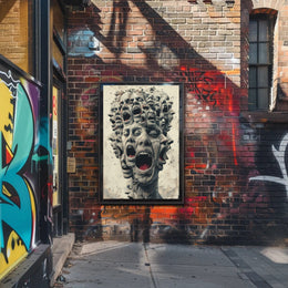 Surreal Faces of Anguish Art Poster Print PosterGoat