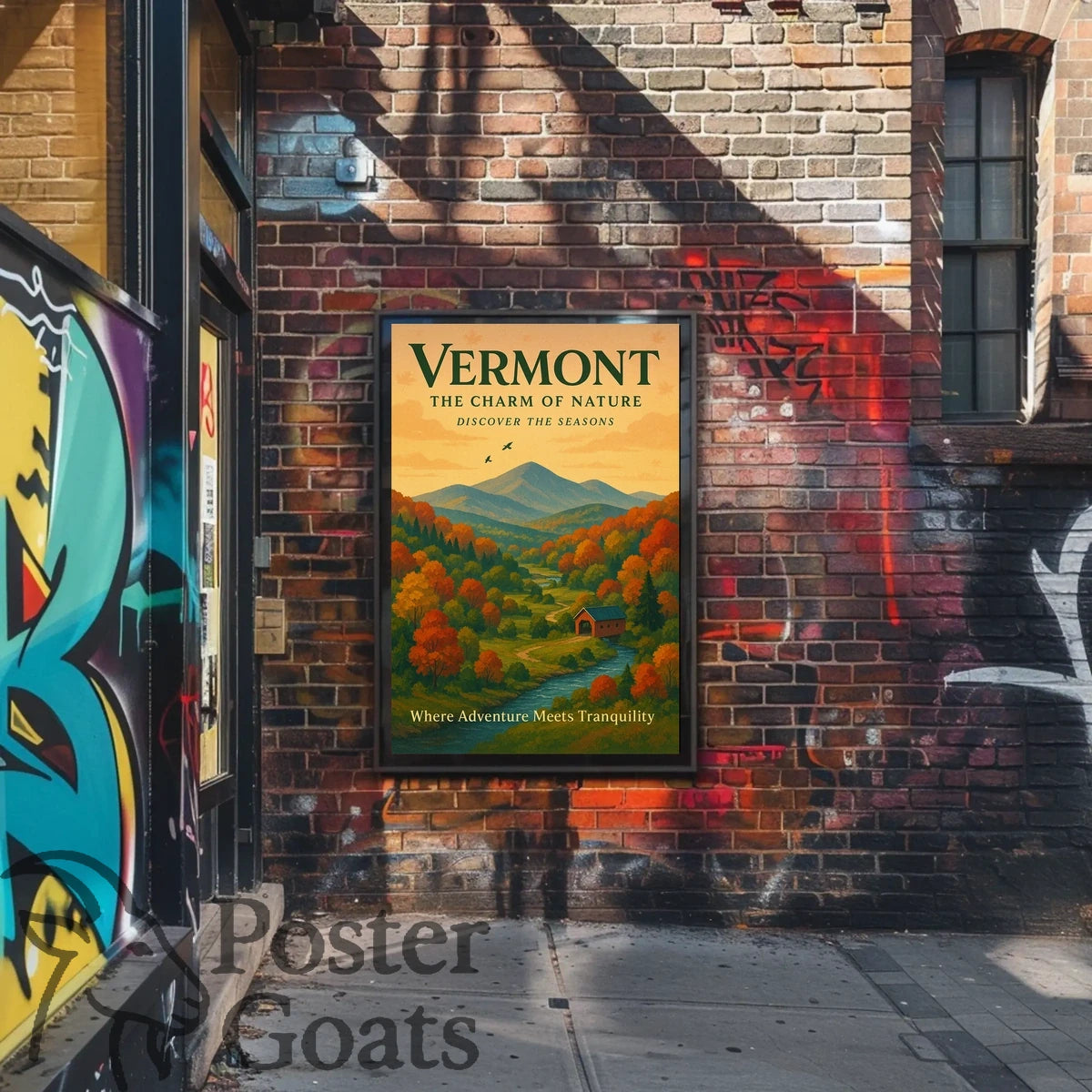 Vermont Scenic Autumn Landscape Travel Poster
