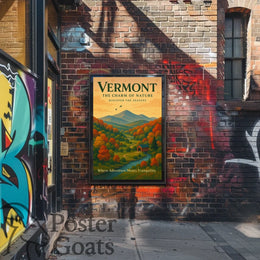 Vermont Scenic Autumn Landscape Travel Poster