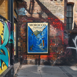 Chefchaouen Blue Pearl Moroccan Street Art Poster