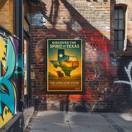 Texas Vintage Travel Poster Wall Art Print