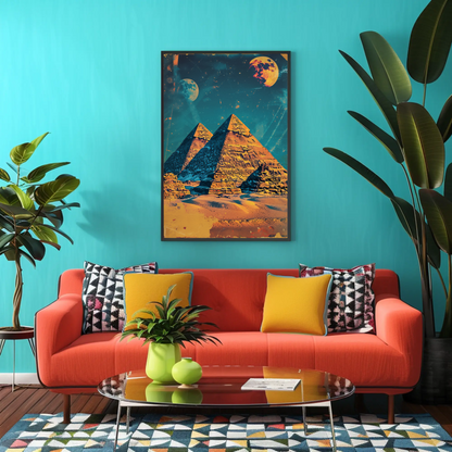 Pyramids of Giza Vintage Travel Poster