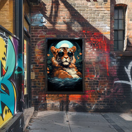 Tiger in Sunglasses Moonlit Jungle Animal Poster