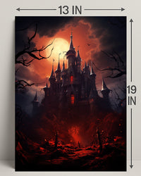 Haunted Castle Under Blood Moon Poster PosterGoat