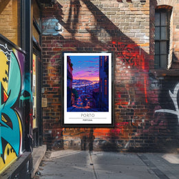 Porto Evening Skyline: Enchanting Travel Poster