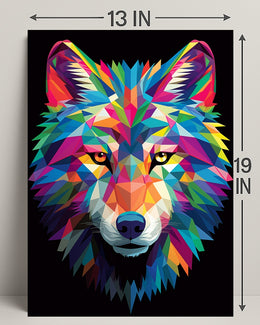 Vibrant Geometric Wolf Poster PosterGoat
