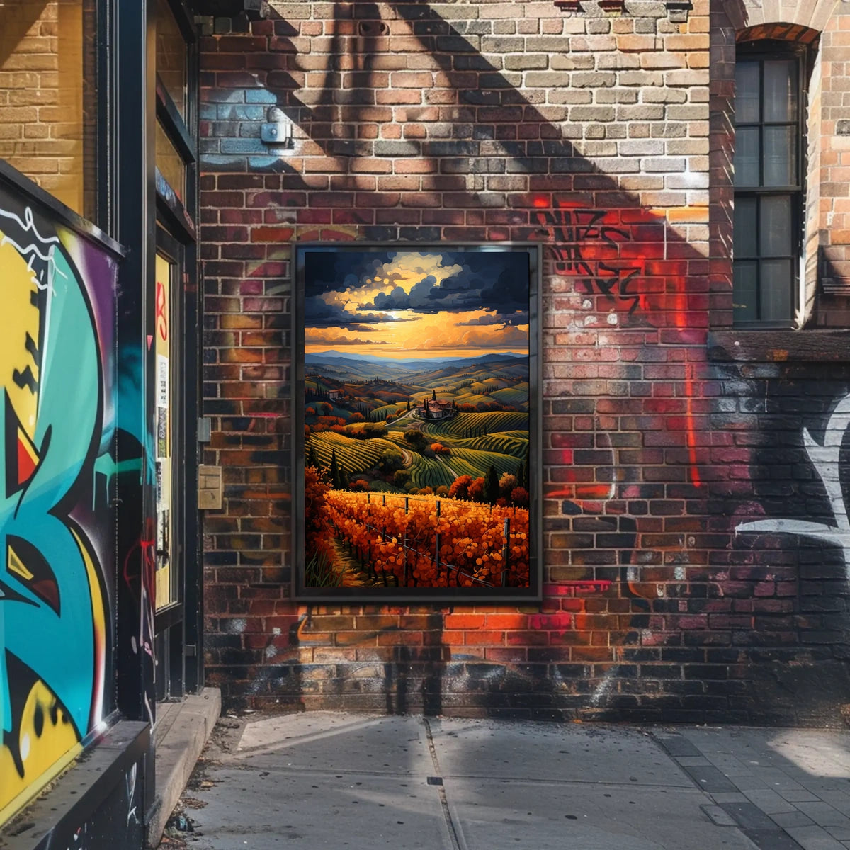 Vibrant Tuscan Countryside Landscape Artistic Poster