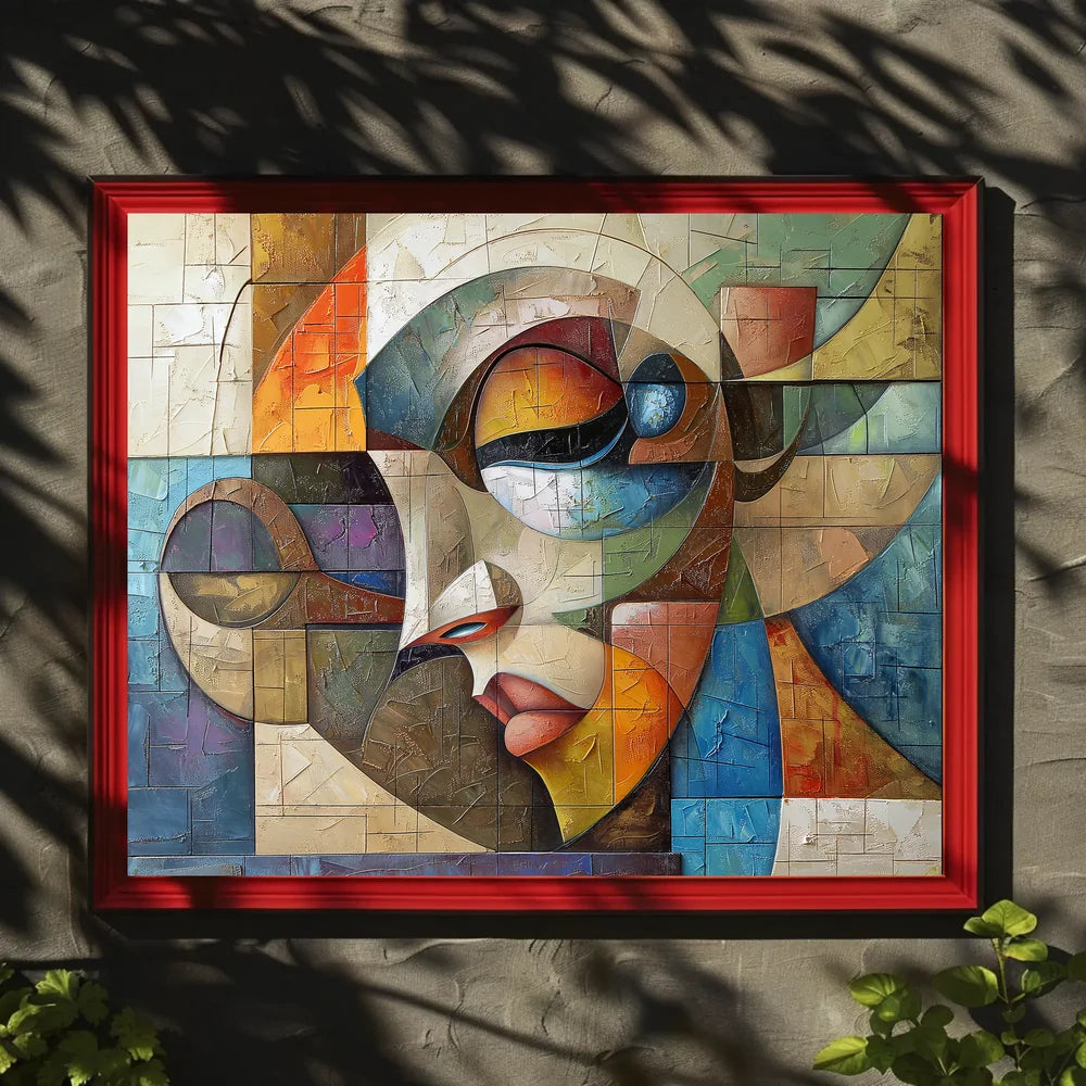 Cubist Abstract Face Art Poster: Vibrant Modern Design