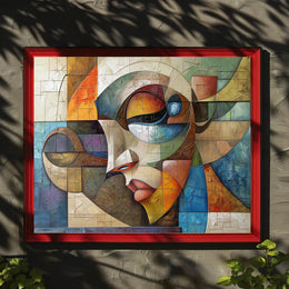 Cubist Abstract Face Art Poster: Vibrant Modern Design
