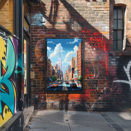 Stylized Urban Streetscape Art Print of New York - Travel Poster