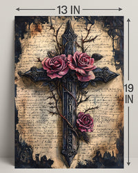 Roses And Cross Poster