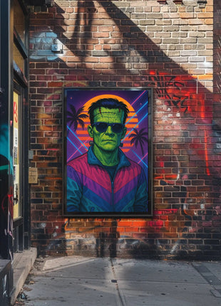 Frankenstein Monster Miami Vibes Pop Culture Poster