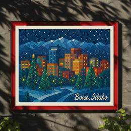 Boise, Idaho Holiday Nightscape Poster