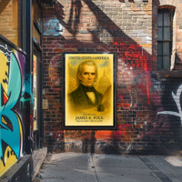 James K. Polk 11th President of the United States Vintage Watercolor Poster