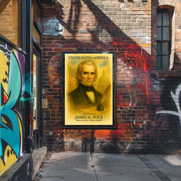 James K. Polk 11th President of the United States Vintage Watercolor Poster