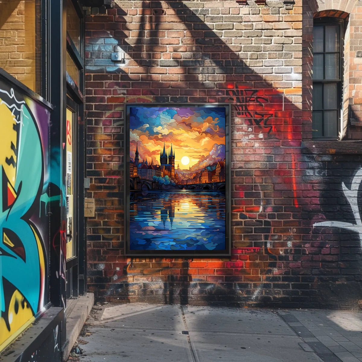 Dreamy Sunrise Gothic Cityscape Travel Poster