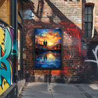 Dreamy Sunrise Gothic Cityscape Travel Poster