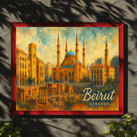 Beirut Cityscape Lebanon Iconic Skyline Travel Art Realism Digital Painting Heritage Poster