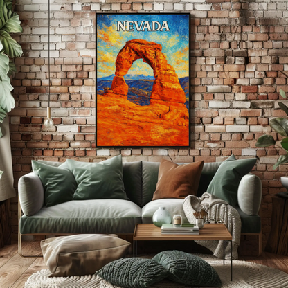 Nevada Desert Arch Red Rock Landscape Poster Poster