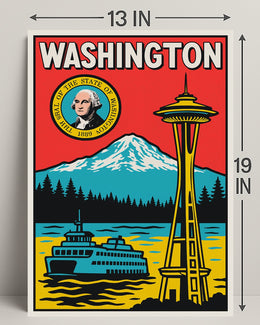 Washington State Landmarks Poster PosterGoat