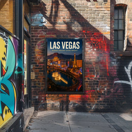 Las Vegas Poster Dreams Shine Bright Skyline Travel Decor