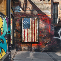 Faded American Flag Geometric Abstract Art Wall Poster