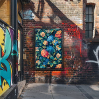 Vibrant Hydrangea Blossom: Ultra-Realistic Artistic Poster