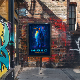 Emperor Penguin Poster Neon Glow Wall Art Print