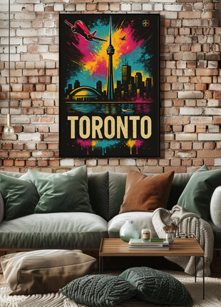 Vibrant Toronto Travel Poster with Iconic City Landmarks