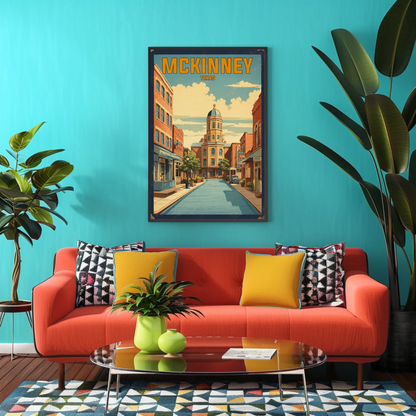 McKinney Texas Downtown Charm Vintage Travel Poster