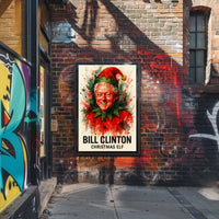Bill Clinton Christmas Elf Holiday Political Poster