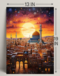 Sunset Over The Ancient City Poster