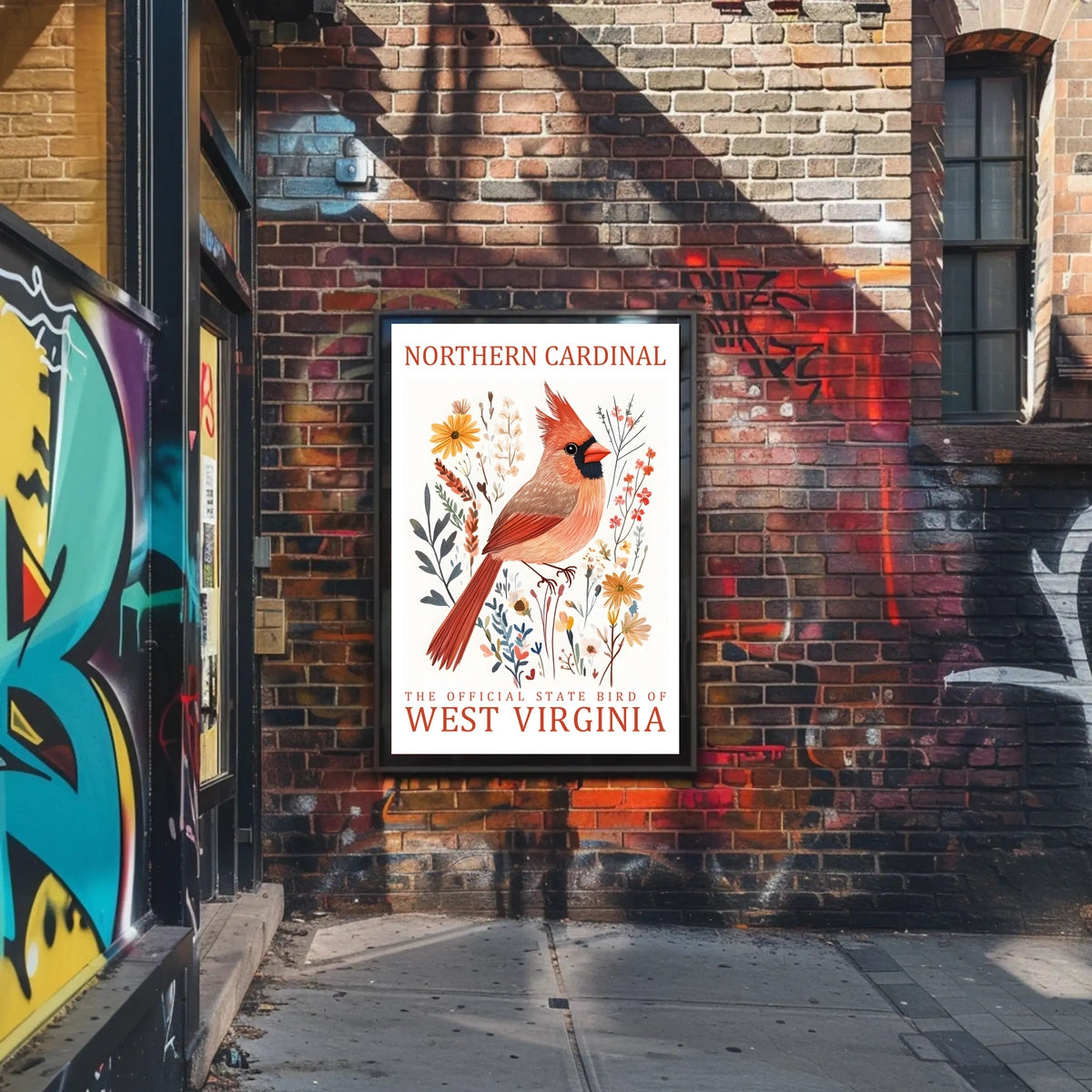 Northern Cardinal State Bird Watercolor Art Poster