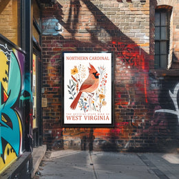 Northern Cardinal State Bird Watercolor Art Poster