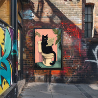 Curious Cat Poster Whimsical Bathroom Art Print