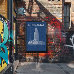 Nebraska State Capitol Blueprint Poster