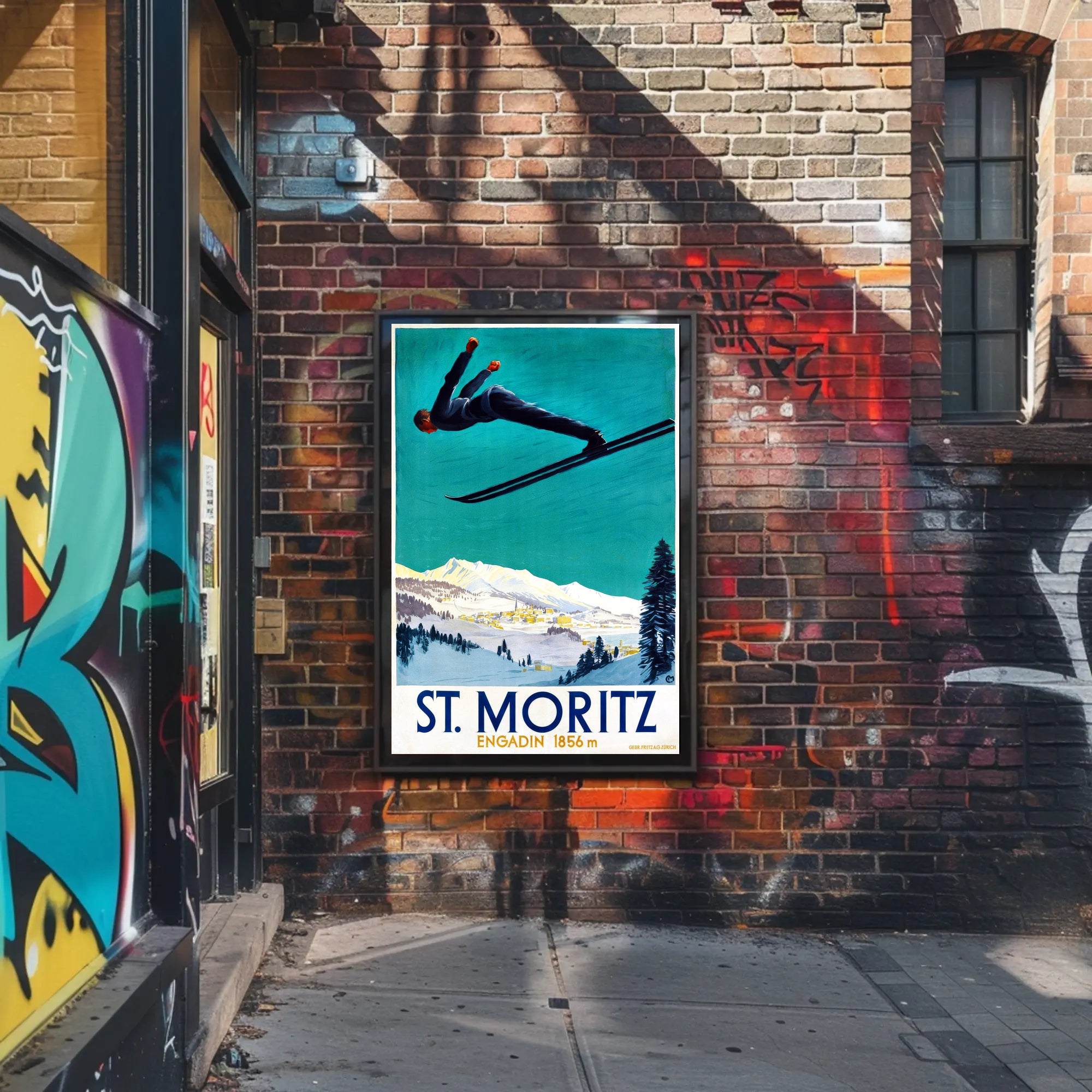 Ski Jumper Adventure in St. Moritz Sports Poster PosterGoat