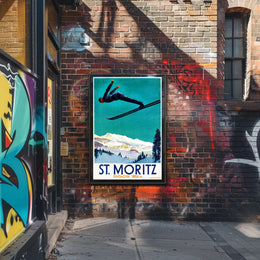 Ski Jumper Adventure in St. Moritz Sports Poster PosterGoat