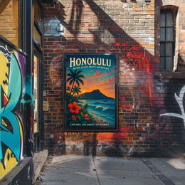 Honolulu Adventure Vintage Travel Poster Art Print