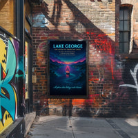 Lake George Scenic Illustration Sunset Poster