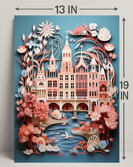 Whimsical Cityscape In Bloom Poster