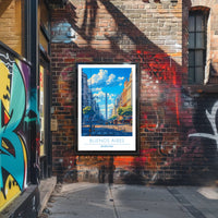 Buenos Aires Obelisk Vibrant Urban Cityscape Travel Poster