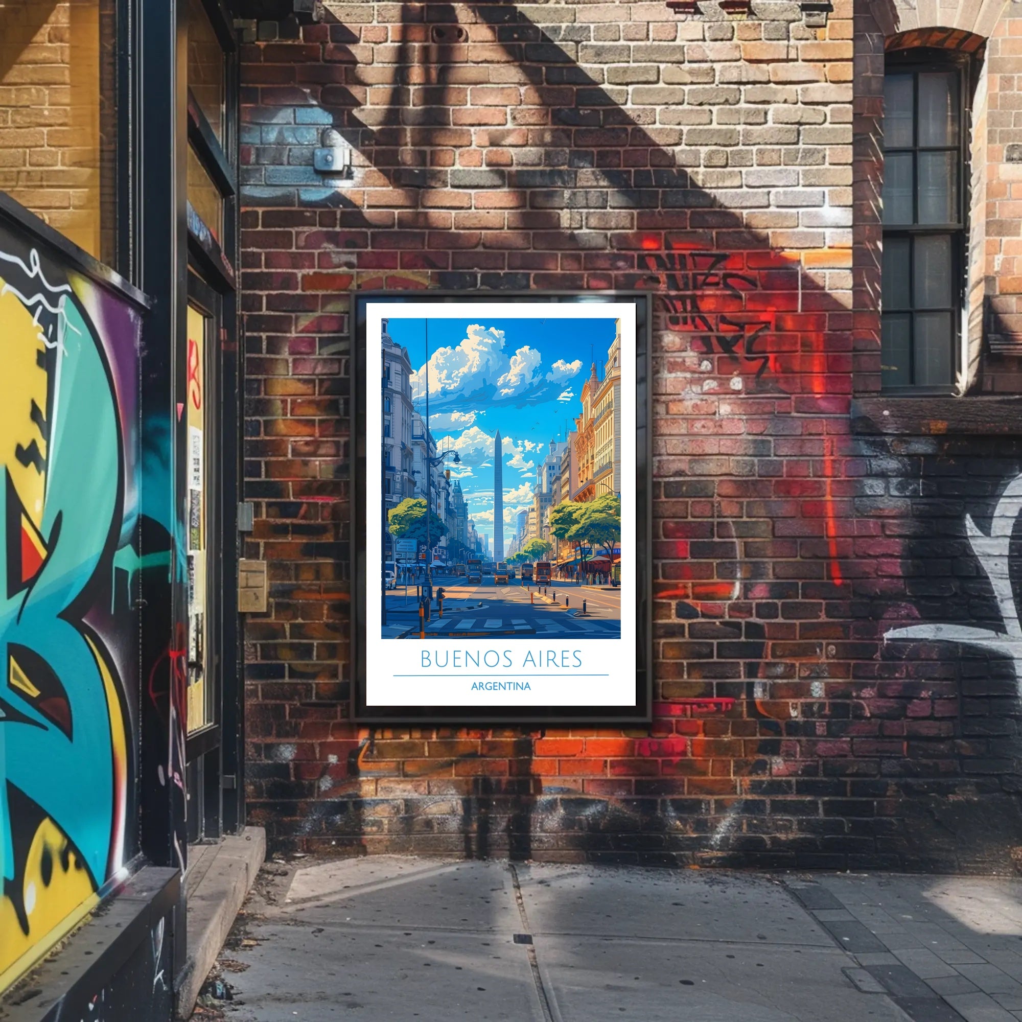 Buenos Aires Obelisk Vibrant Urban Cityscape Travel Poster
