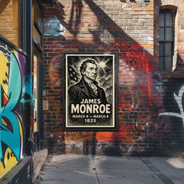 James Monroe 5th President of the United States B & W Comic Sketch Poster