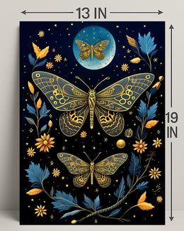 Ethereal Moths in Nature-Inspired Artistic Poster