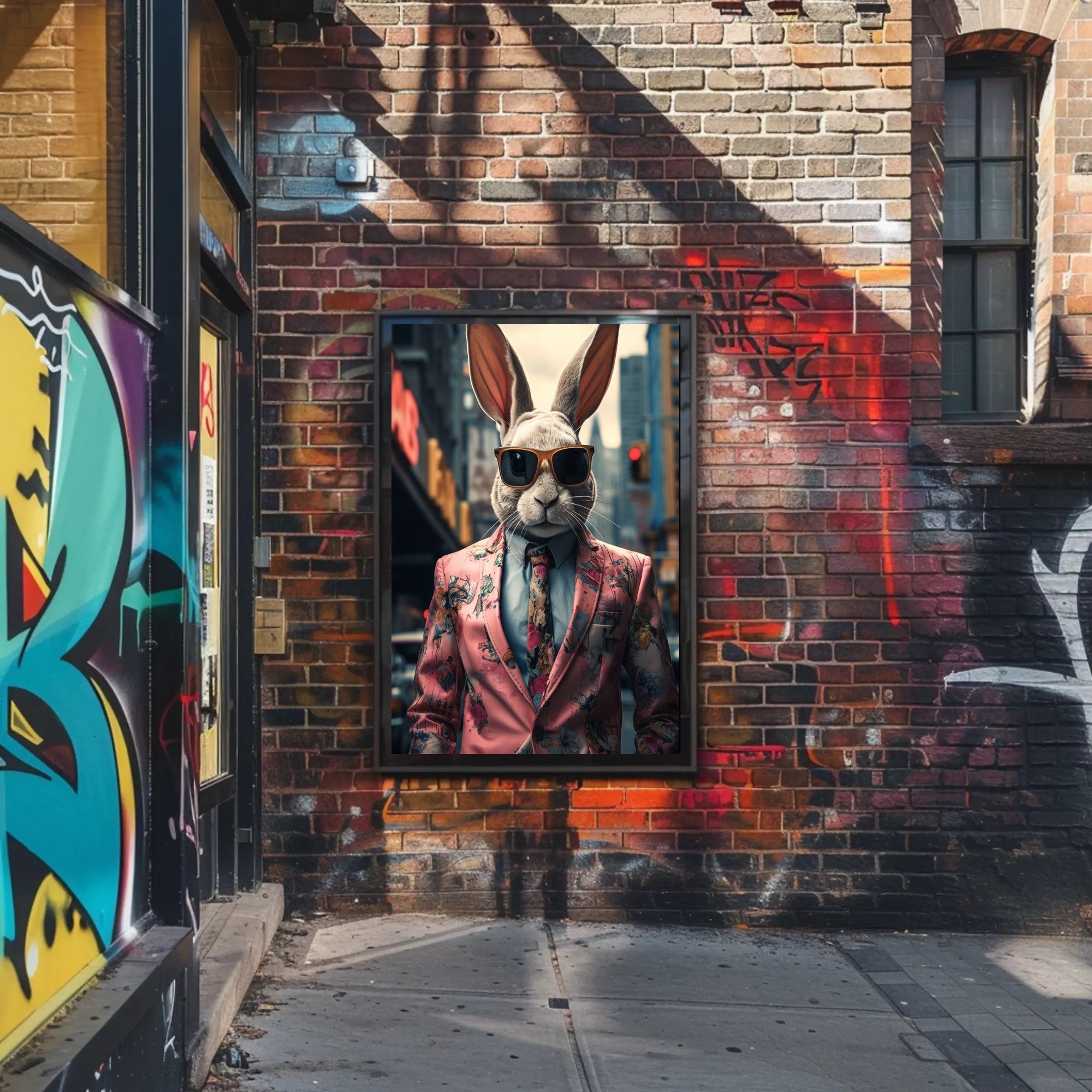 Stylish Rabbit In The City Poster