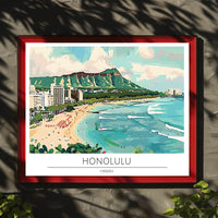 Honolulu Beach Scene Poster