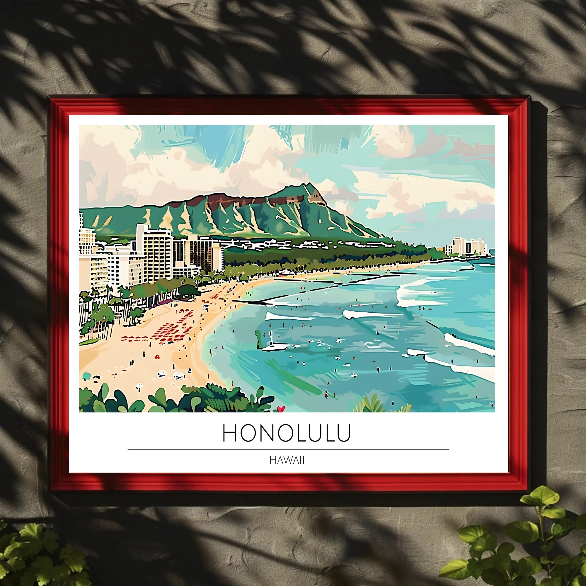 Honolulu Beach Scene Poster