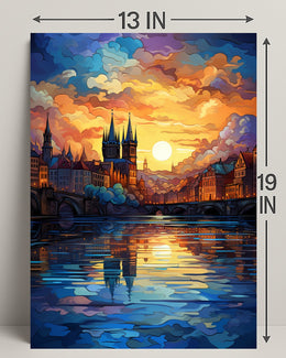 Enchanted Cityscape At Sunset Poster